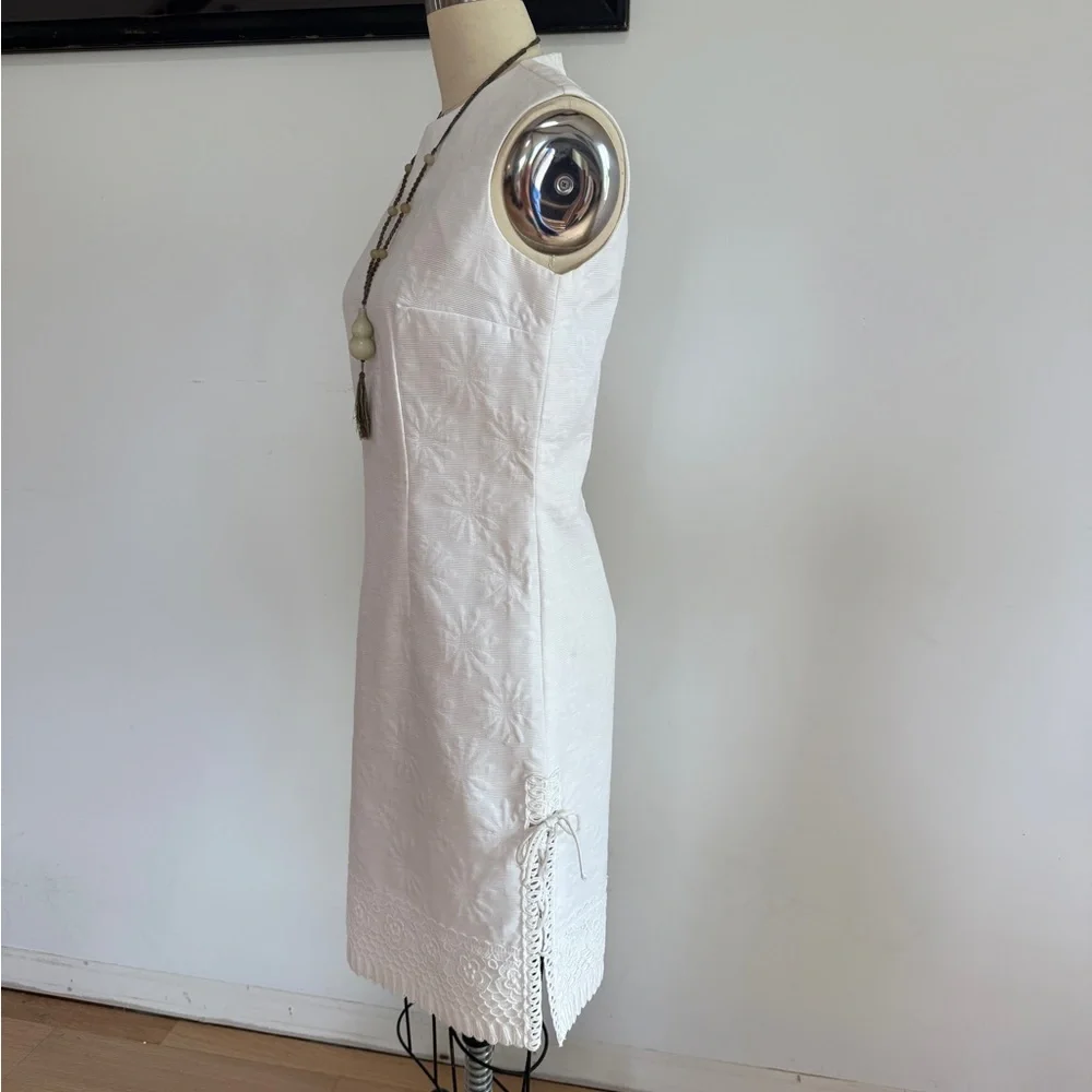 White Sleeveless Shift Dress VTG 1960’s. By Muriel Ryan. Serbin Of Florida - Picture 2 of 6